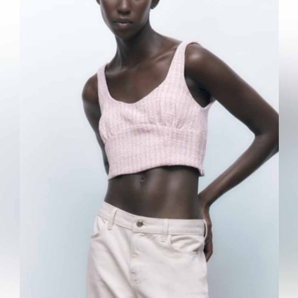 Zara Textured Tweed CropTop